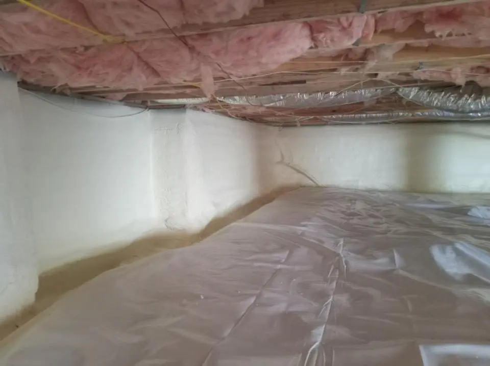 Crawl space encapsulation with closed-cell spray foam for Commercial Roof Restoration in Braidwood